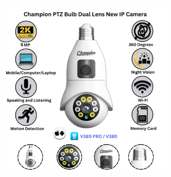 2K 6MP Dual Lens Bulb New IP Camera